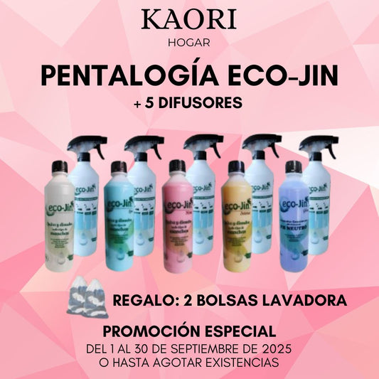 PENTALOGÍA ECO-JIN 1L (1 de cada) + 5 DIFUSORES + REGALO