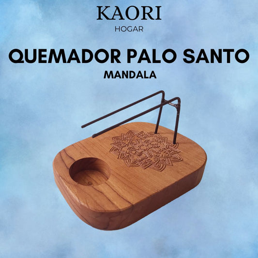 QUEMADOR PALO SANTO EN MADERA DE TECA - MANDALA