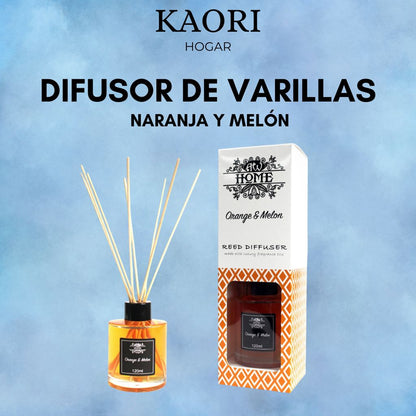 DIFUSOR DE VARILLAS - 120ML NARANJA Y MELÓN