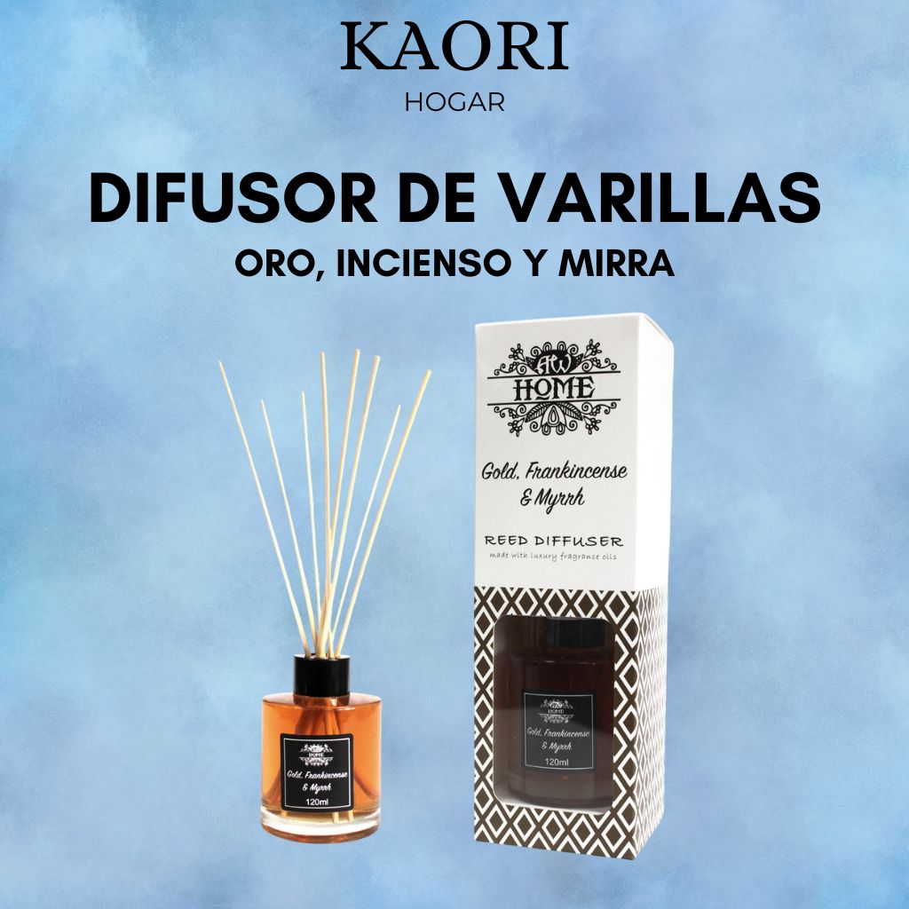 DIFUSOR DE VARILLAS - 120ML ORO, INCIENSO Y MIRRA