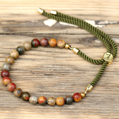 PULSERA AJUSTABLE DE HILO - JASPE PICASSO (MULTICOLOR)