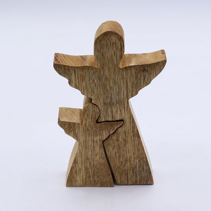 ÁNGEL DE MADERA - 2 ÁNGELES - ESMALTE BLANCO 15CM