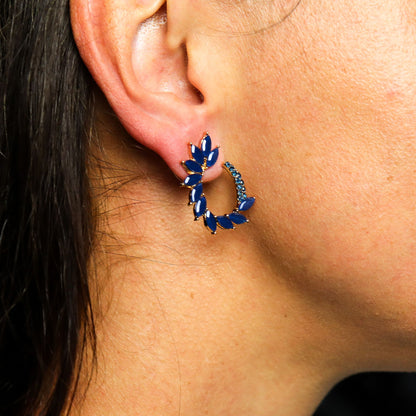 PENDIENTES DE CRISTAL VINTAGE - ARO - AZUL