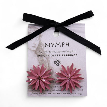 PENDIENTES DE CRISTAL VINTAGE - FLORES - ROSA