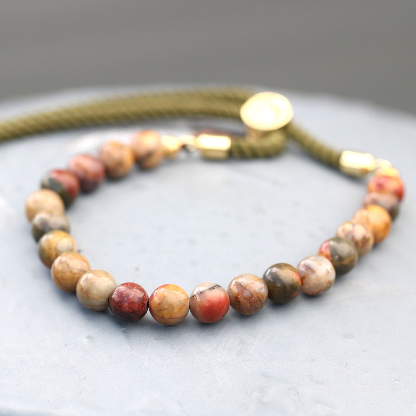 PULSERA AJUSTABLE DE HILO - JASPE PICASSO (MULTICOLOR)