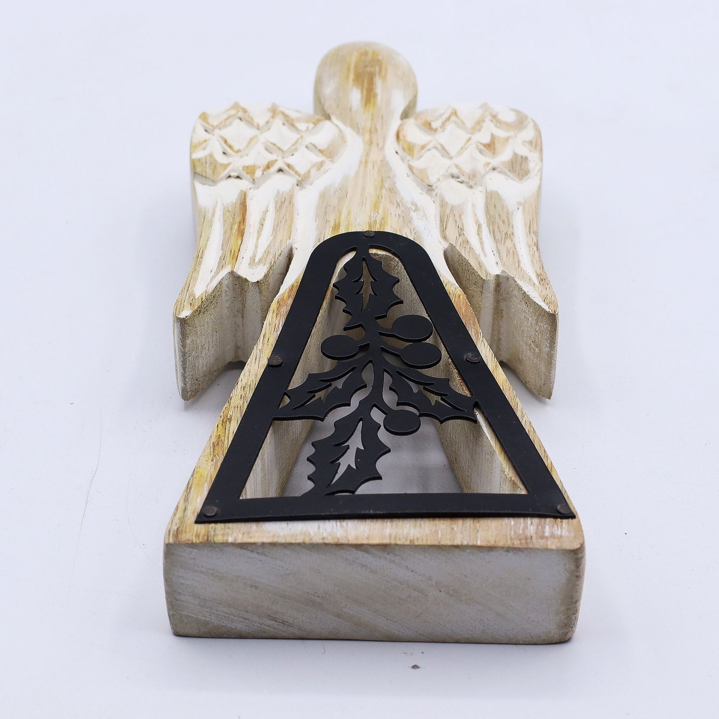 ÁNGEL DE MADERA - RECORTE DECORATIVO 18CM