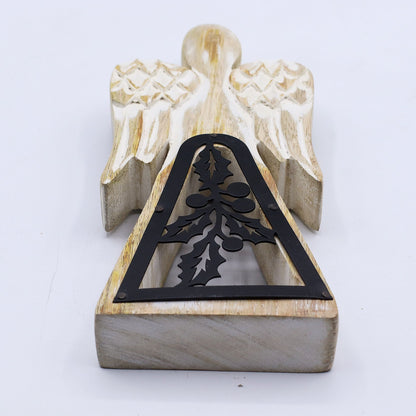 ÁNGEL DE MADERA - RECORTE DECORATIVO 18CM