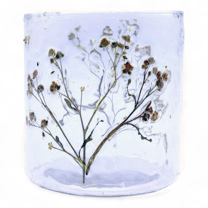 PORTAVELAS FLORAL DE VIDRIO - MARGARITA (8x8 cm)