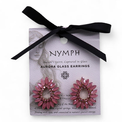 PENDIENTES DE CRISTAL VINTAGE - ARO - ROSA