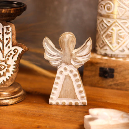 ÁNGEL DE MADERA - ESMALTE BLANCO 13CM