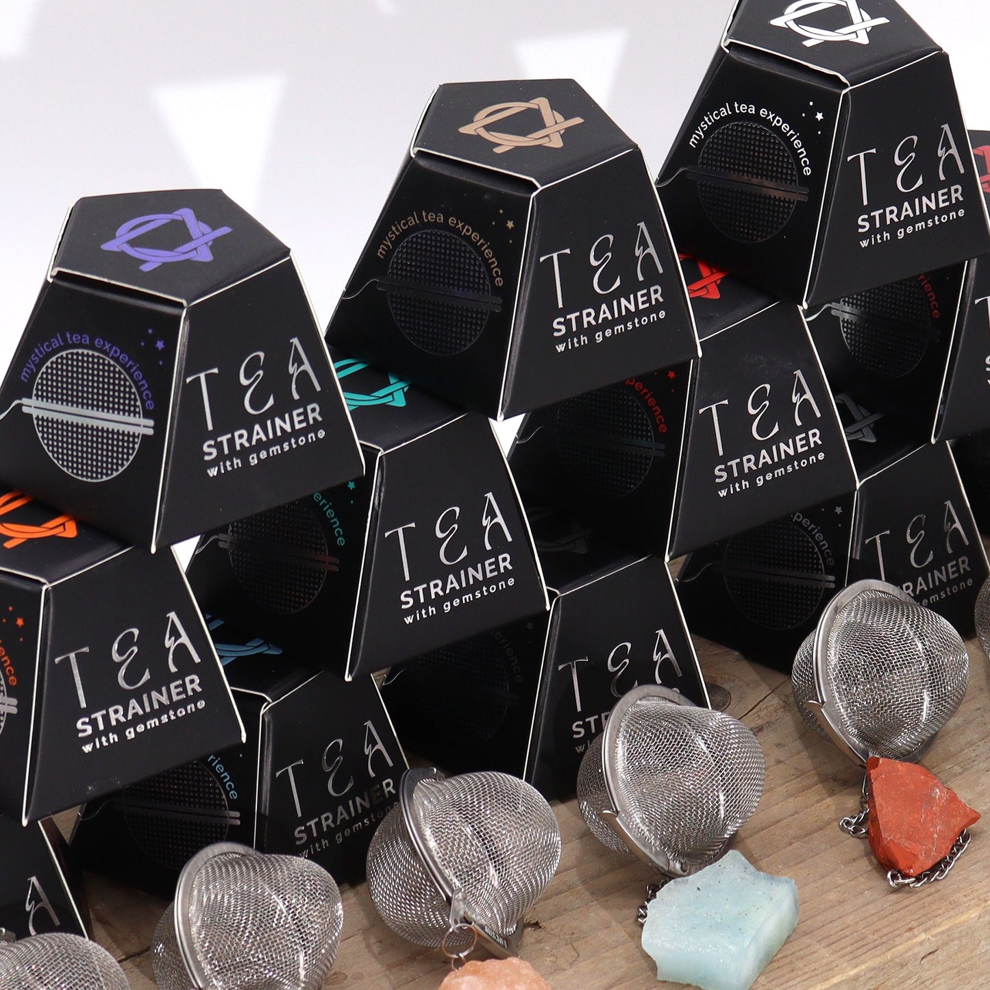 COLADOR DE TÉ CON PIEDRA PRECIOSA - PIEDRA LUNAR