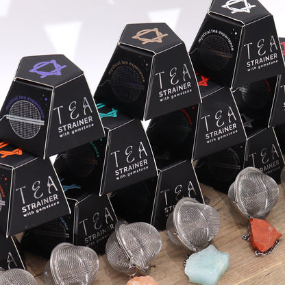 COLADOR DE TÉ CON PIEDRA PRECIOSA - AVENTURINA VERDE