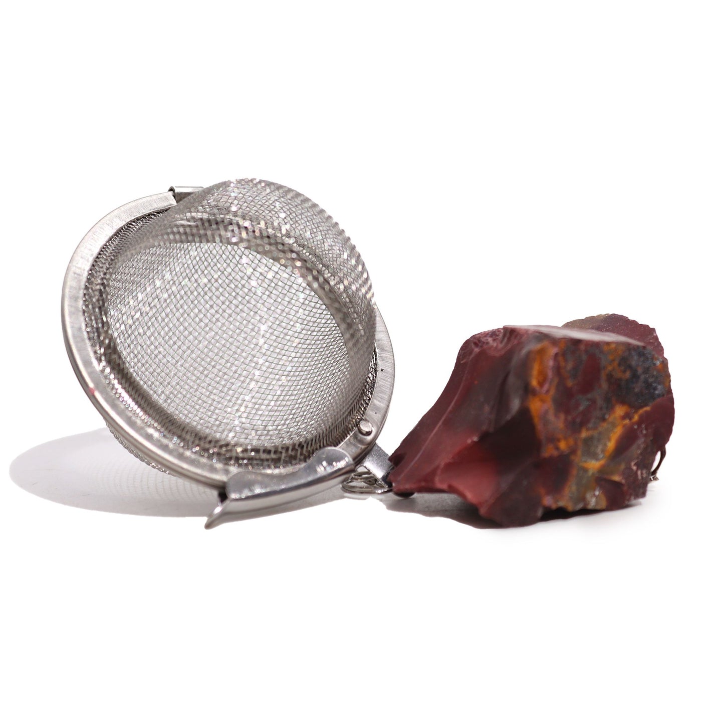 COLADOR DE TÉ CON PIEDRA PRECIOSA - JASPE MOKAÍTA