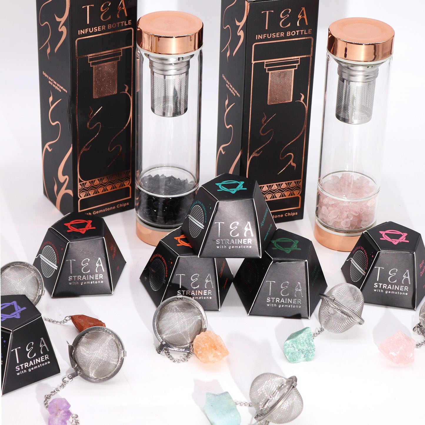 COLADOR DE TÉ CON PIEDRA PRECIOSA - PIEDRA LUNAR