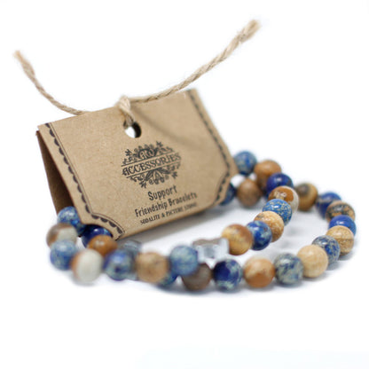2 PULSERAS DE LA AMISTAD CON PIEDRAS PRECIOSAS - APOYO