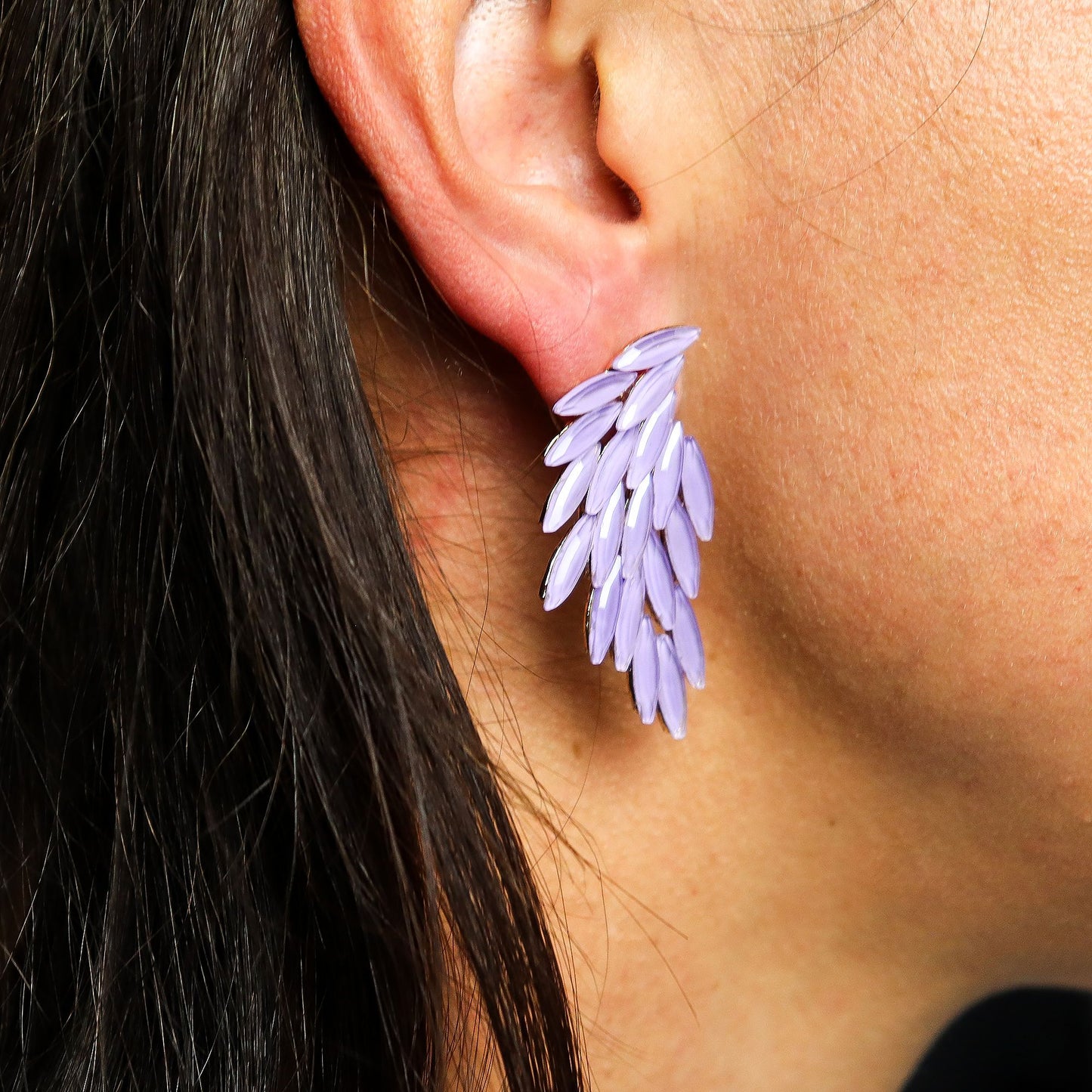 PENDIENTES DE CRISTAL VINTAGE - ALAS DE ÁNGEL - LAVANDA