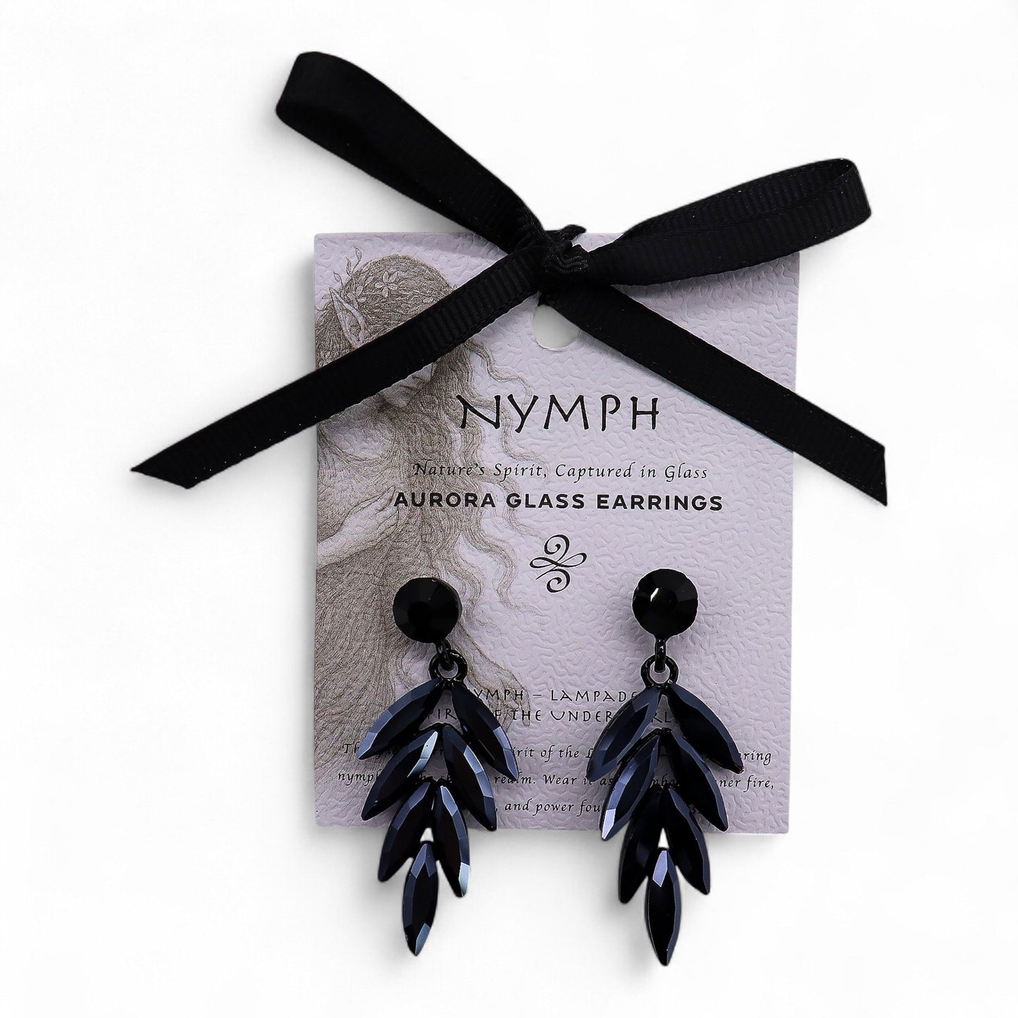 PENDIENTES DE CRISTAL VINTAGE - LARGO -  NEGRO AZABACHE
