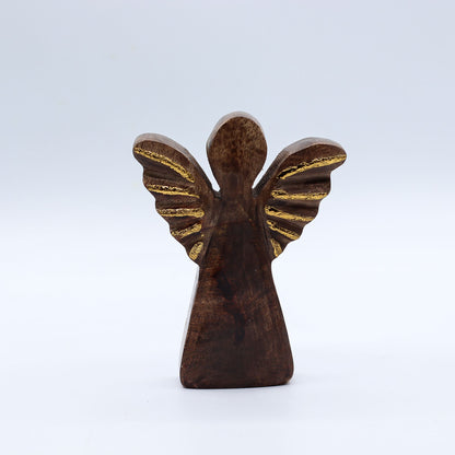 ÁNGEL DE MADERA - ALAS DORADAS 12CM