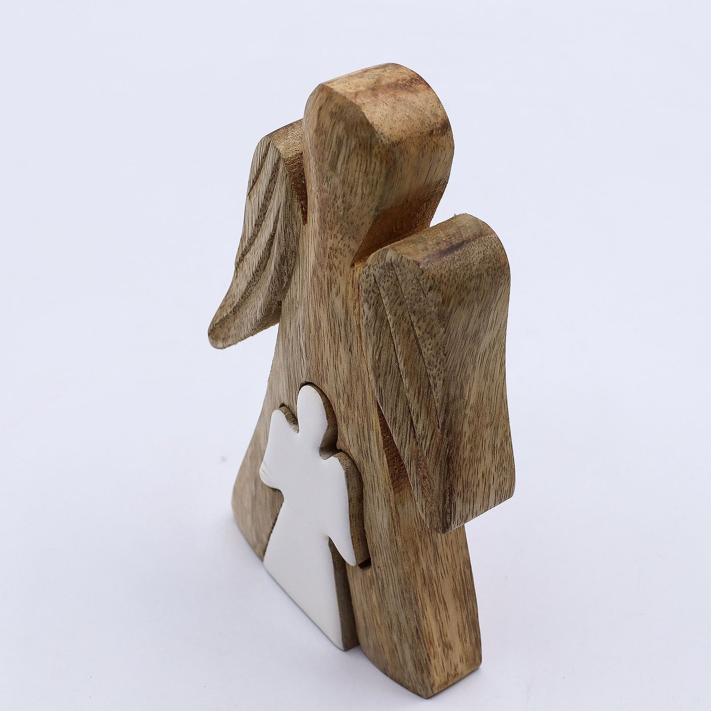 ÁNGEL DE MADERA - ÁNGEL DENTRO DE ÁNGEL - ESMALTE BLANCO 15CM