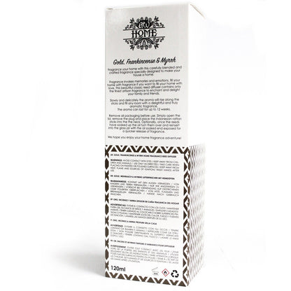 DIFUSOR DE VARILLAS - 120ML ORO, INCIENSO Y MIRRA