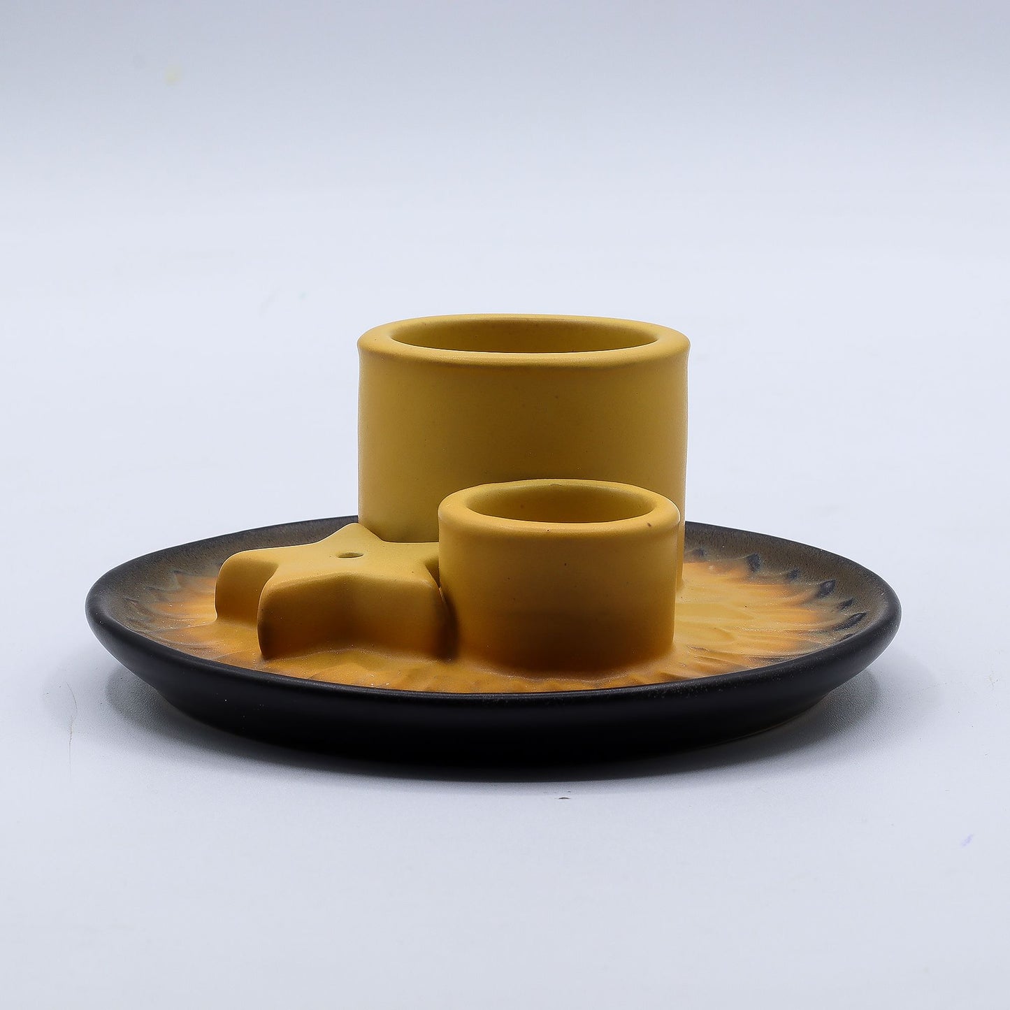 SOPORTE CERÁMICO PARA INCIENSO - ARENA Y GRIS