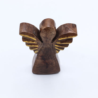 ÁNGEL DE MADERA - ALAS DORADAS 12CM