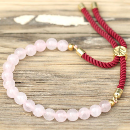 PULSERA AJUSTABLE DE HILO - CUARZO ROSA