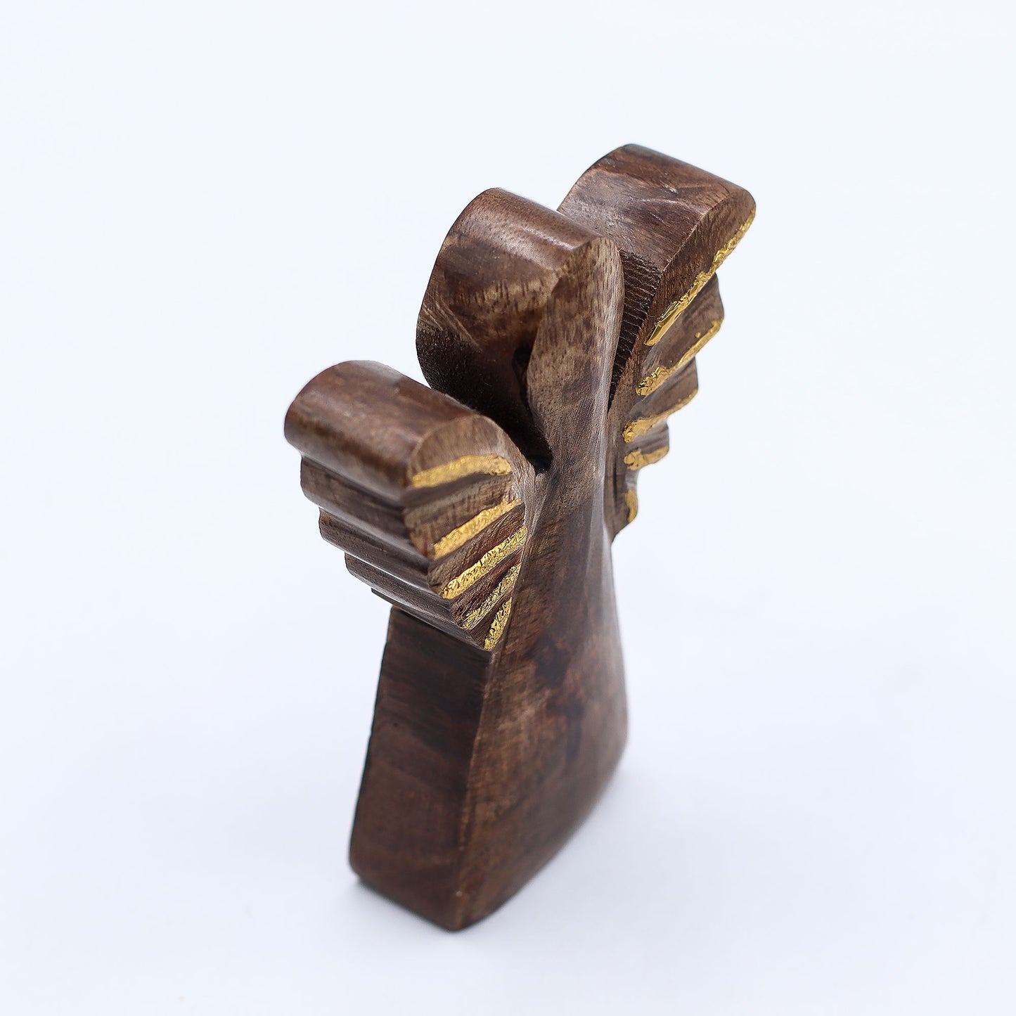 ÁNGEL DE MADERA - ALAS DORADAS 12CM