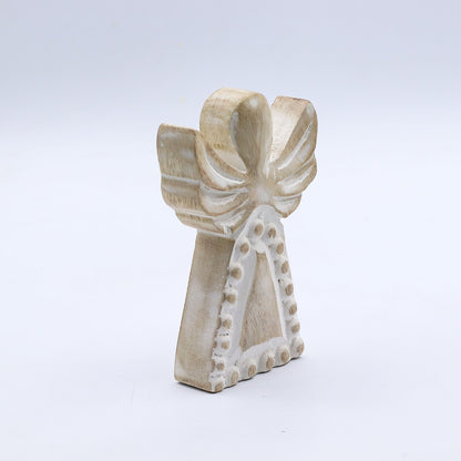ÁNGEL DE MADERA - ESMALTE BLANCO 13CM