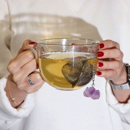 COLADOR DE TÉ CON PIEDRA PRECIOSA - AVENTURINA VERDE
