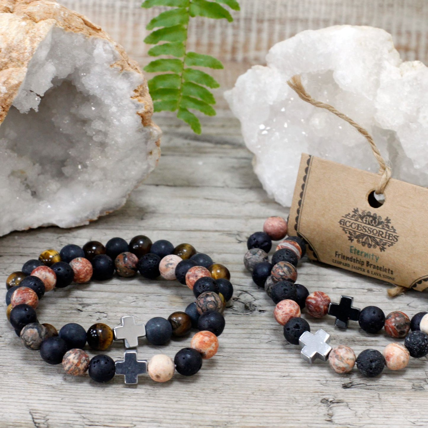 2 PULSERAS DE LA AMISTAD CON PIEDRAS PRECIOSAS - ETERNIDAD