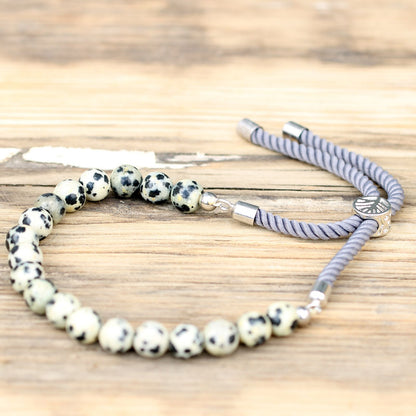 PULSERA AJUSTABLE DE HILO - JASPE DÁLMATA