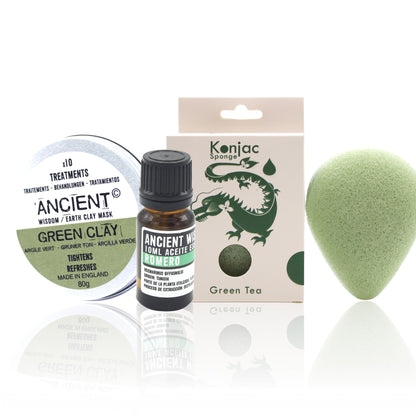 SET ESPONJA KONJAC + ARCILLA + ACEITE ESENCIAL