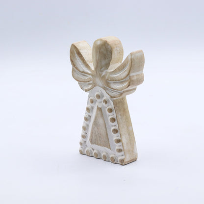 ÁNGEL DE MADERA - ESMALTE BLANCO 13CM