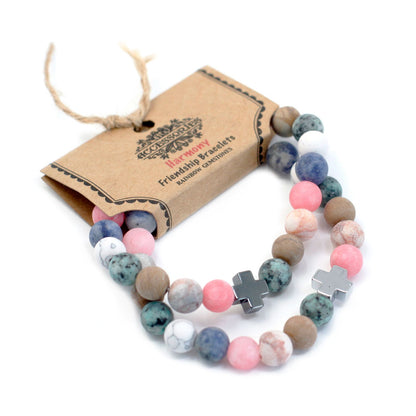 2 PULSERAS DE LA AMISTAD CON PIEDRAS PRECIOSAS - ARMONÍA