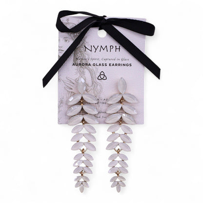 PENDIENTES DE CRISTAL VINTAGE - LARGO - PERLA