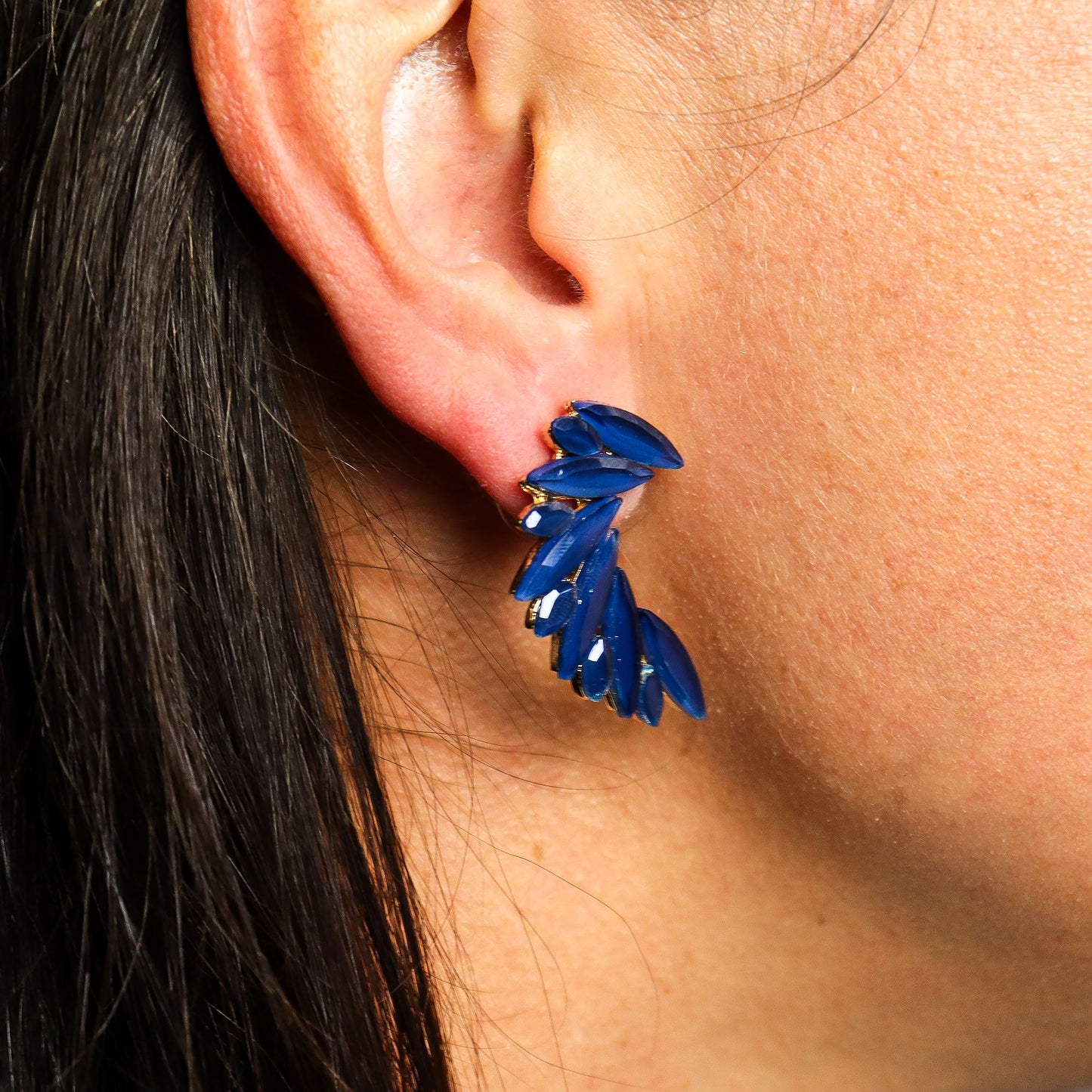 PENDIENTES DE CRISTAL VINTAGE - ALAS DE ÁNGEL - AZUL