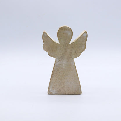 ÁNGEL DE MADERA - ESMALTE BLANCO 13CM