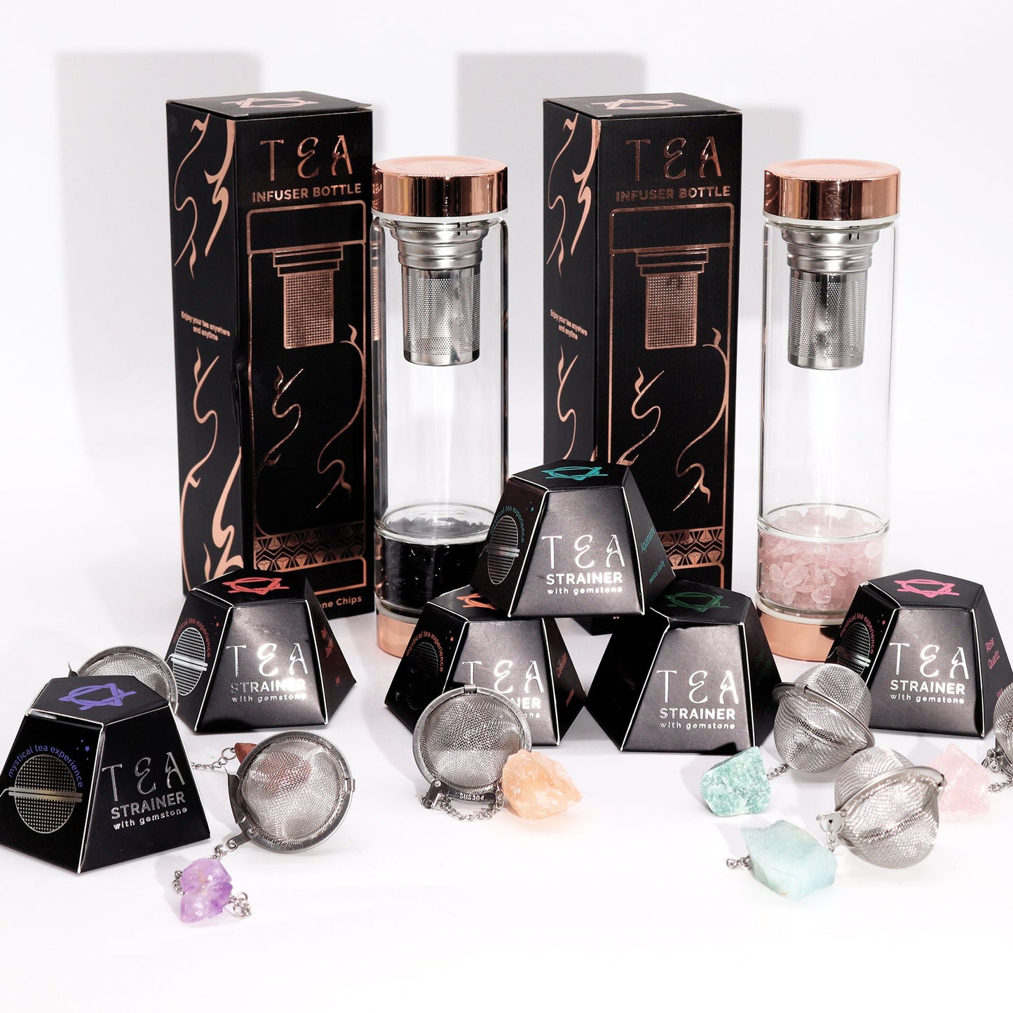 COLADOR DE TÉ CON PIEDRA PRECIOSA - CORNALINA