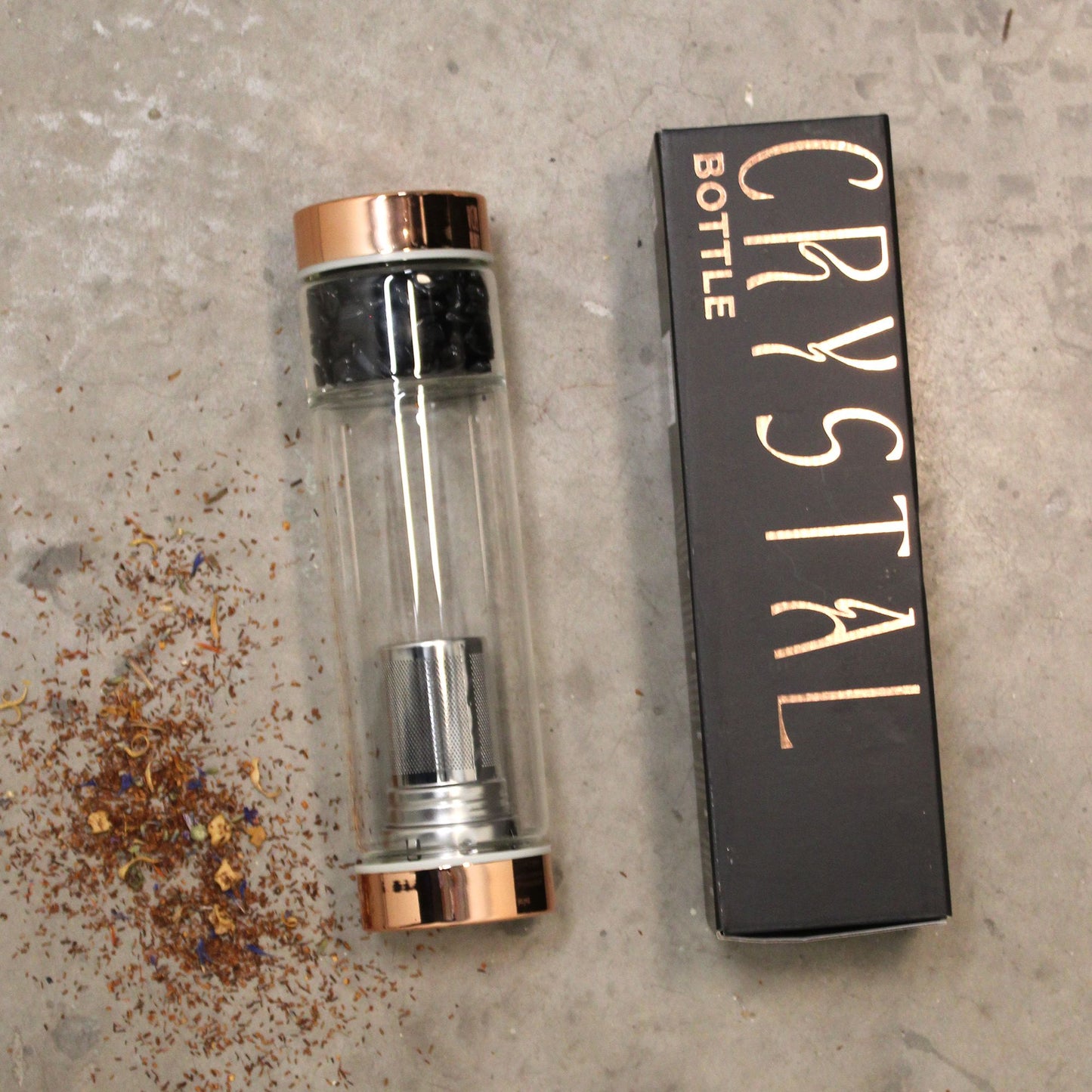 BOTELLA DE CRISTAL PARA TÉ - JASPE ROJO