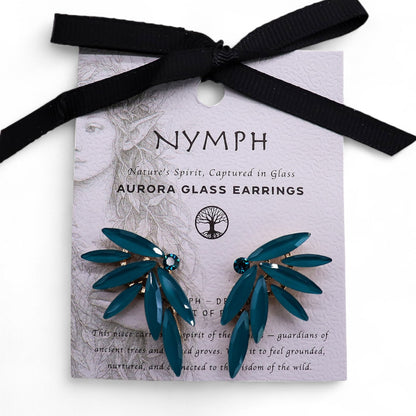 PENDIENTES DE CRISTAL VINTAGE - HADAS - VERDE TURQUESA