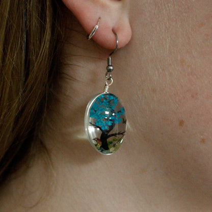 PENDIENTES Y COLLAR DE FLORES PRENSADAS - ÁRBOL DE LA VIDA ROSA