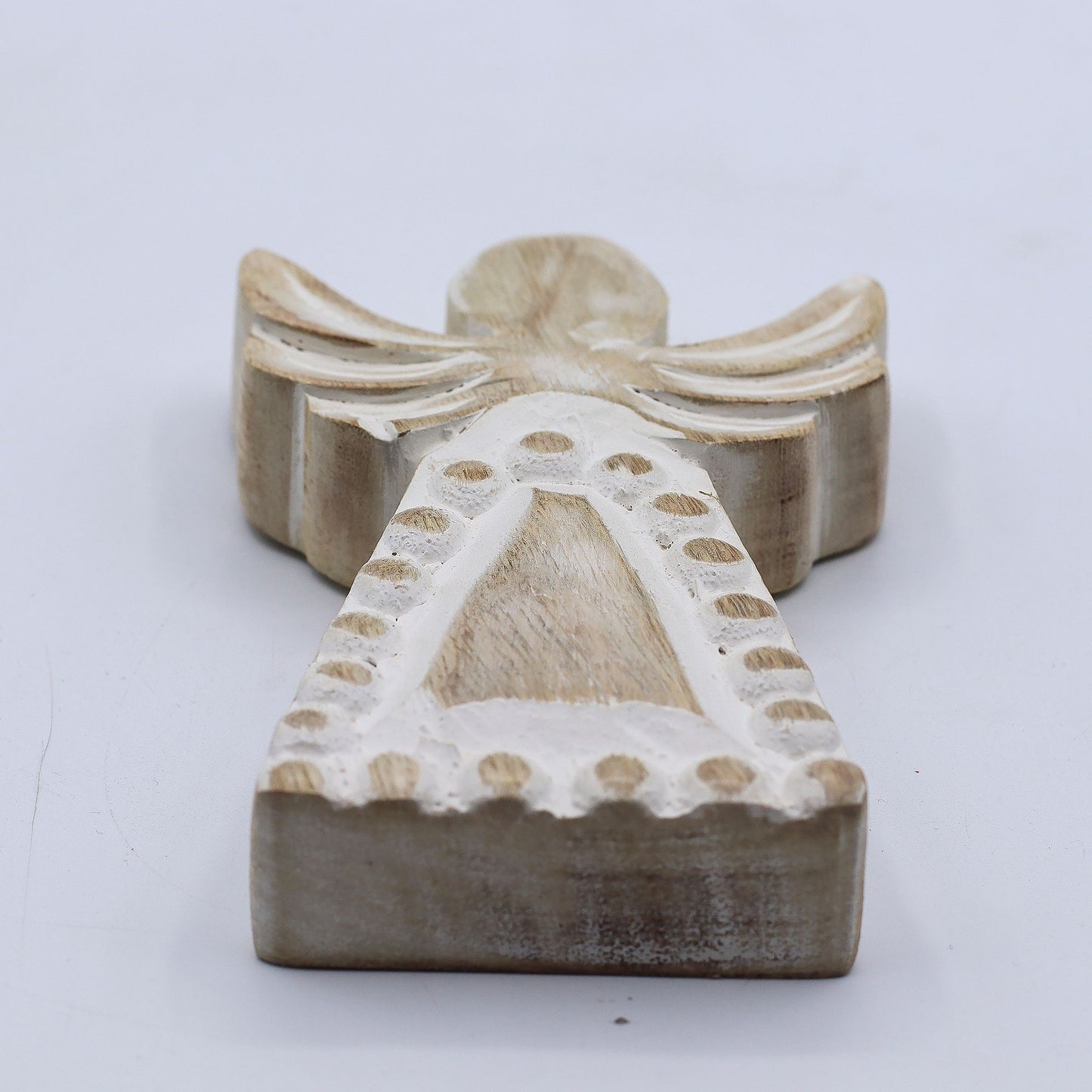 ÁNGEL DE MADERA - ESMALTE BLANCO 13CM