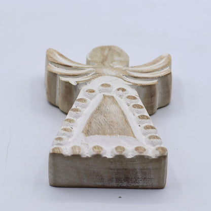 ÁNGEL DE MADERA - ESMALTE BLANCO 13CM