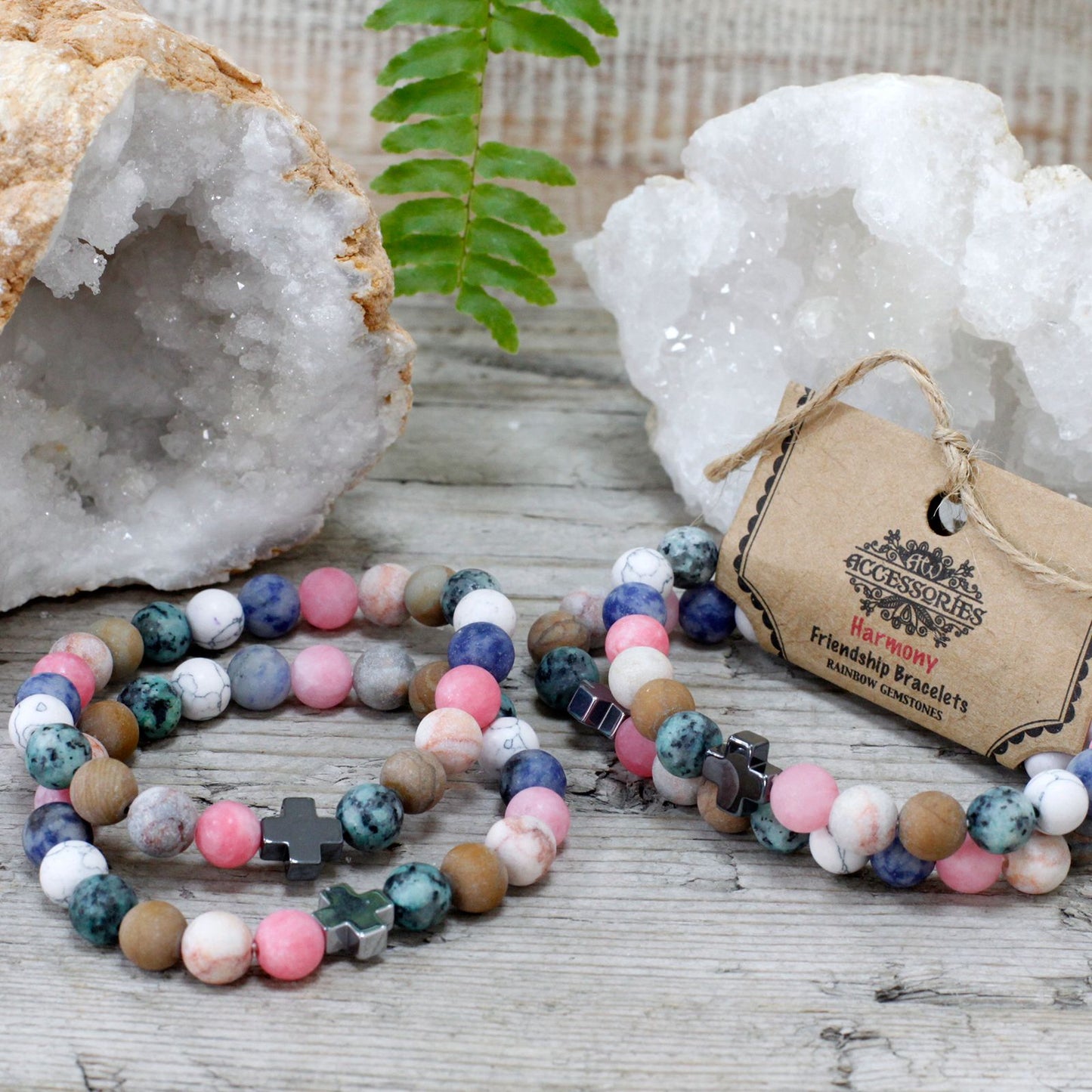 2 PULSERAS DE LA AMISTAD CON PIEDRAS PRECIOSAS - ARMONÍA