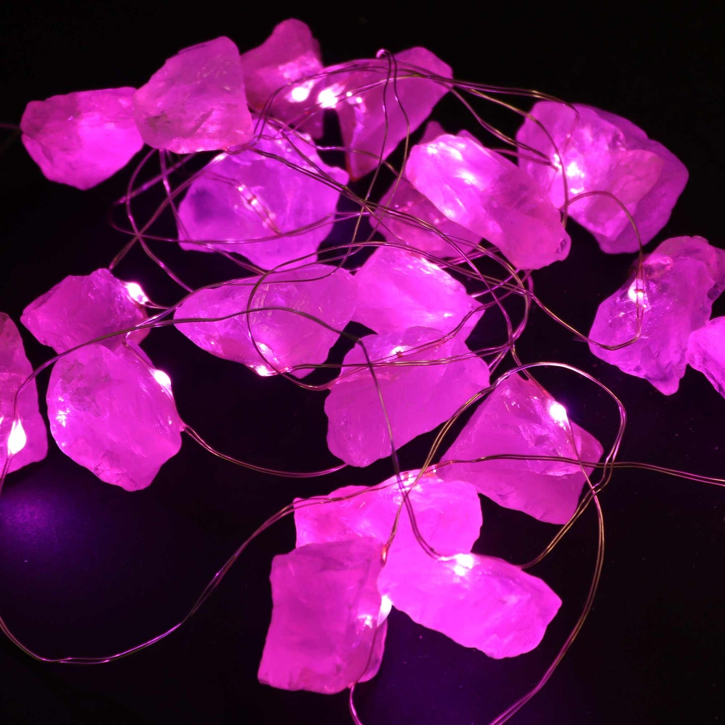 LUCES CON PIEDRAS - CUARZO ROSA