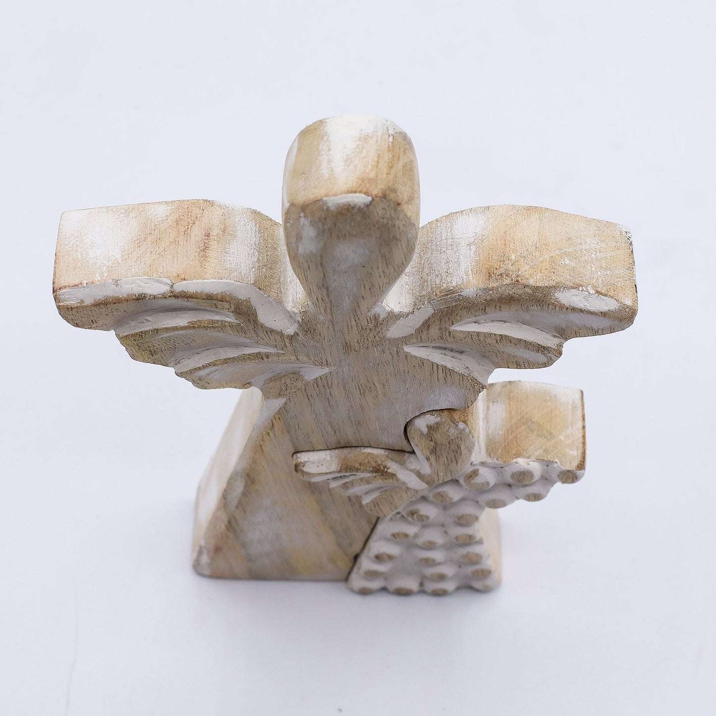 ÁNGEL DE MADERA - DOBLE ÁNGEL - ESMALTE BLANCO 15CM