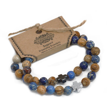 2 PULSERAS DE LA AMISTAD CON PIEDRAS PRECIOSAS - APOYO