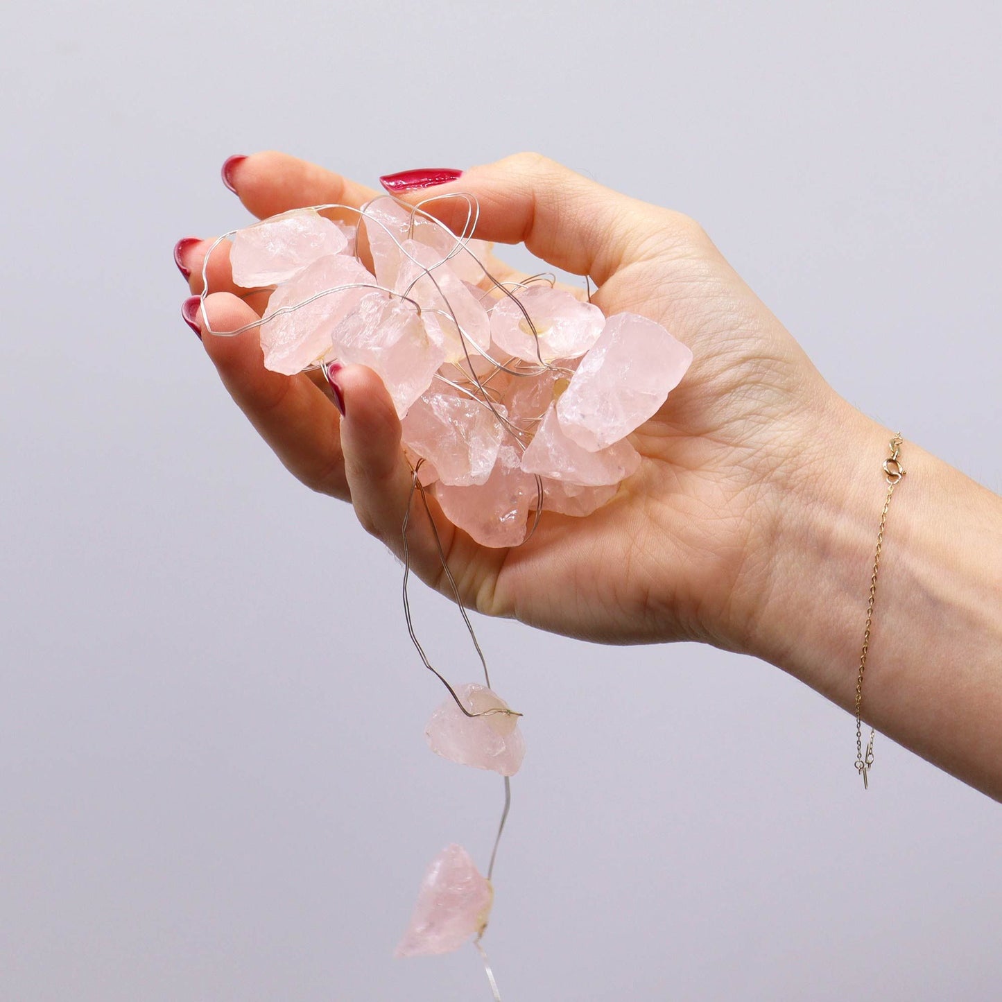 LUCES CON PIEDRAS - CUARZO ROSA