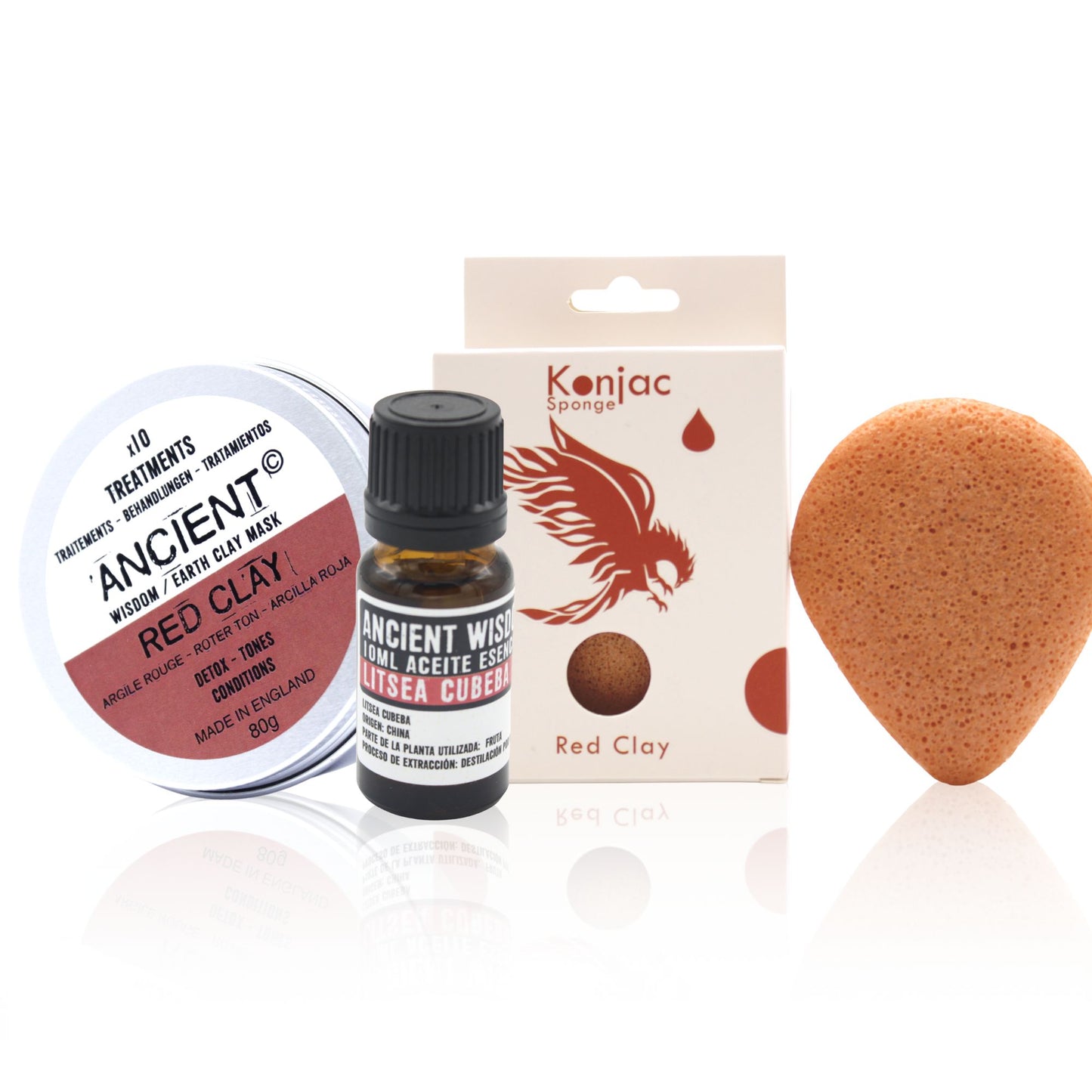 SET ESPONJA KONJAC + ARCILLA + ACEITE ESENCIAL